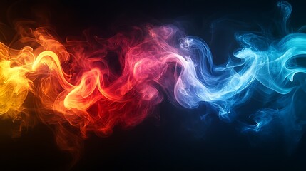 Abstract swirling smoke in vibrant red blue and orange hues