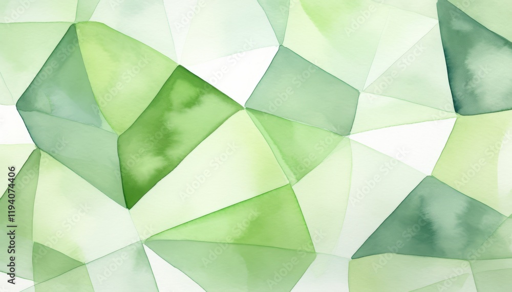 Aufkleber geometric pattern on white background primarily with green tint in watercolor style.