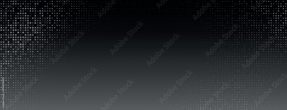 Poster a black gradient background with a dotted texture. the black background fades from dark to light, cr