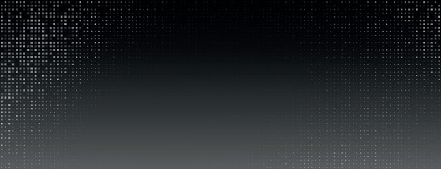 A black gradient background with a dotted texture. The black background fades from dark to light, creating a modern, sleek look. Gradient patterned background vector. Black background.