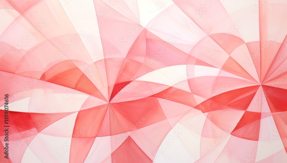 Poster geometric pattern on white background primarily with light red tint in watercolor style.