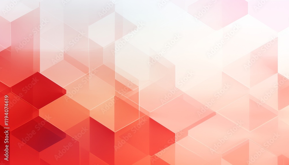 Poster geometric pattern on white background primarily with light red tint in watercolor style.