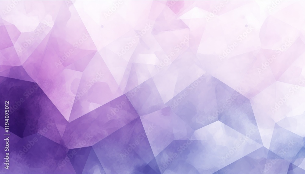 Poster geometric pattern on white background primarily with violet tint in watercolor style.