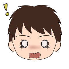 驚く男の子の顔