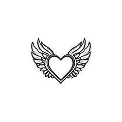 14 February valentine day vector heart with wings