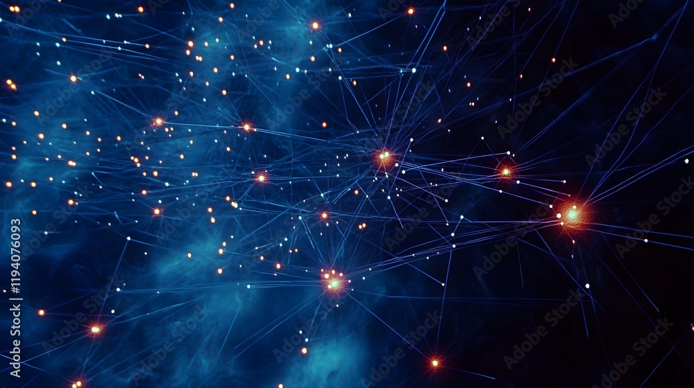 Poster abstract network illuminated nodes connections