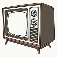 Vector Vintage old photo-realistic CRT TV on white 