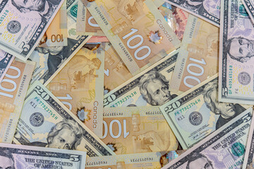 Canadian and United states Dollar bank notes