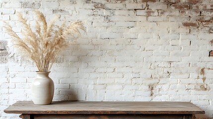 Elegant dried flowers arrangement in vase cozy interior minimalist style
