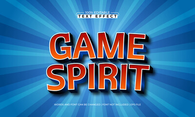 game spirit editable text effect with a kick and game text style