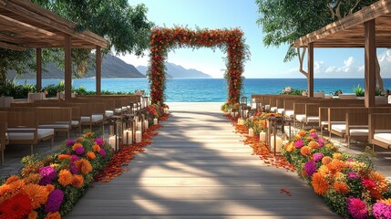 Beach Wedding Ceremony: Romantic Oceanside Floral Decor