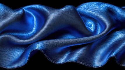 Naklejka premium Elegant and Shimmering Blue Satin Fabric with Soft Waves and Rich Texture Perfect for Fashion, Interior Design, and Textile Themes in Photography Projects