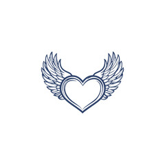 14 February valentine day vector heart with wings