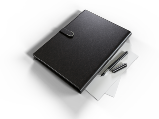 Blank corporate branding stationery mockup with sheets of office paper, booklet, folder, notebook and pen. Corporate identity stationery mockup isolated on white background for branding identity