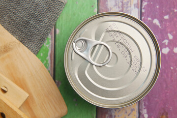 expire date on food can on white background ,