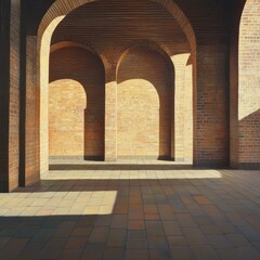 Interior view of a brick archway structure.