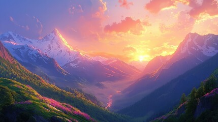 Sunrise Mountain Valley Landscape