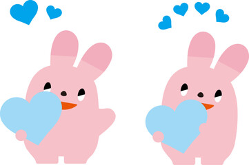 水色のハートを持つうさぎ_表情あり01