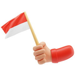 hand holding a indonesian flag