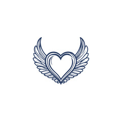 14 February valentine day vector heart with wings