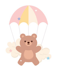 baby shower bear in parachutte