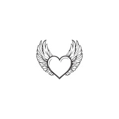 14 February valentine day vector heart with wings