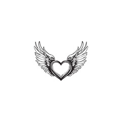 14 February valentine day vector heart with wings