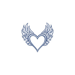 14 February valentine day vector heart with wings