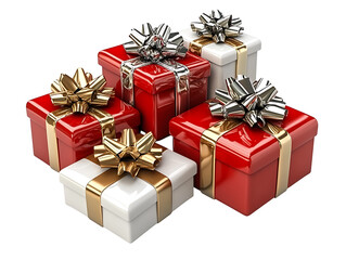 Obraz premium Festive gift boxes with bows holiday celebration product display studio setting close-up view