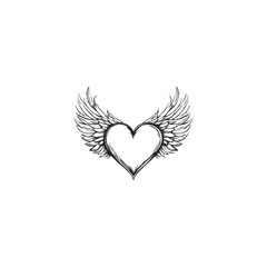 14 February valentine day vector heart with wings