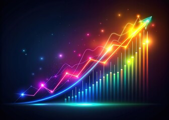 Long Exposure Photo of Vibrant Rising Graph - Business Growth & Success