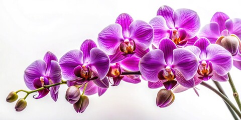 Lush Purple Orchid Bouquet Isolated on White Background - Elegant Floral Arrangement Stock Photo