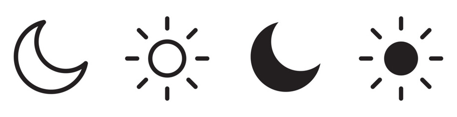 Sun and moon icon vector day and night icon set