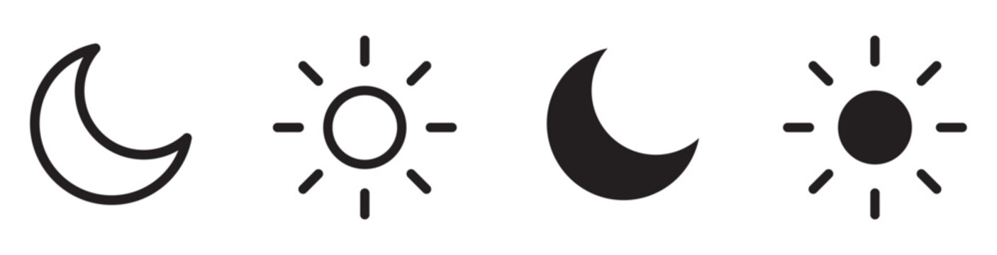 Sun and moon icon vector day and night icon set