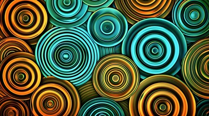 Fototapeta premium Colorful concentric circles create a vibrant, abstract design.
