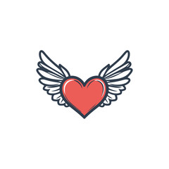 14 February valentine day vector heart with wings