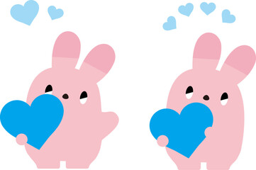 水色のハートを持つうさぎ_表情なし01