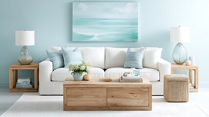 Modern coastal living room stylish interior decor for a bright and relaxing space