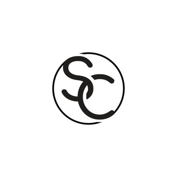 Elegant Minimal Black SC Interlocking Letters Logo on White Background