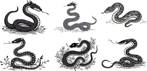 Obraz premium Mythical Serpents and Snakes