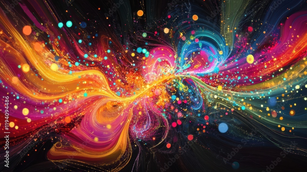 Aufkleber vibrant energy lines and colorful dots creating dynamic flows of communication and data exchange. ge