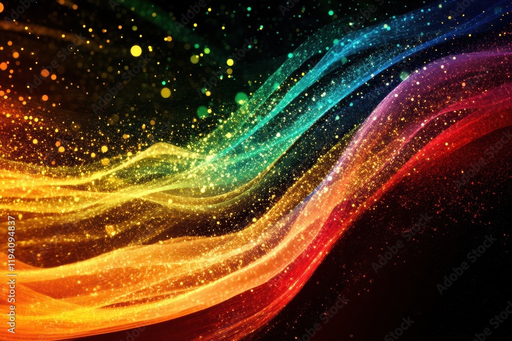 Leinwandbilder vibrant energy lines and dots illustrate dynamic communication and lively data exchange in a colorfu