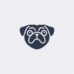 head pug animal pet care logo vector illustration template design