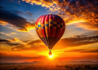 Obraz premium Majestic Silhouette of Hot Air Balloon at Sunrise