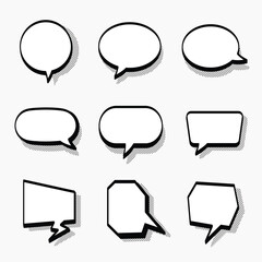 Collection of blank speech bubble shapes in various styles. Set of speech bubbles graphic design. illustration of black speech bubble collection. Set of speech bubble in various shapes