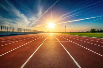 Minimalist Empty Running Track Finish Line -  Sport, Competition, Victory, Achievement, Success