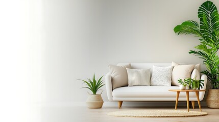 Fototapeta premium Modern cozy living room a bright relaxing space with minimalist interior decor