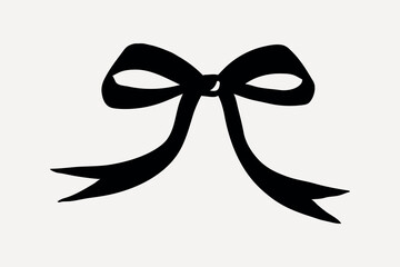 Black ribbon bow illustration vector