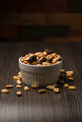 Bowl of Peanuts and Raisins Healthy Snack