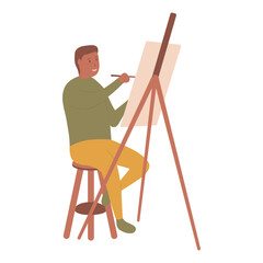 Artist Painting Illustration with Flat Design. Isolated Vector Character